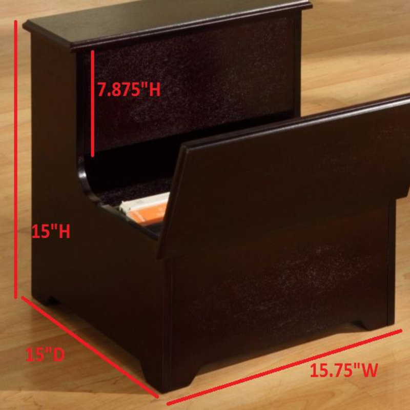 Dark Cherry Wooden 2-Step Storage Step Stool