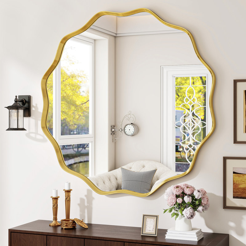 Miroir décoratif mural rond, 36 po x 36 po, Doré