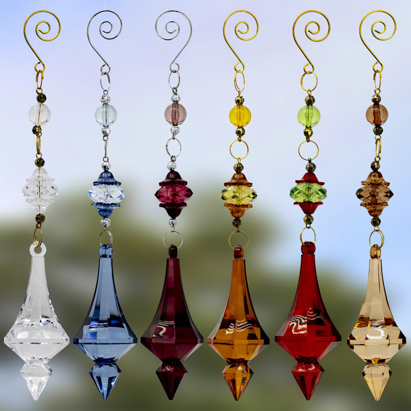 Six décorations en cristal suspendues 9 pièces Katrielle en 6 couleurs assorties