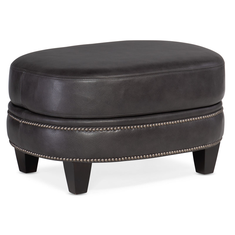 Richardson Upholstered Ottoman, Gunmetal with Tapered Leg