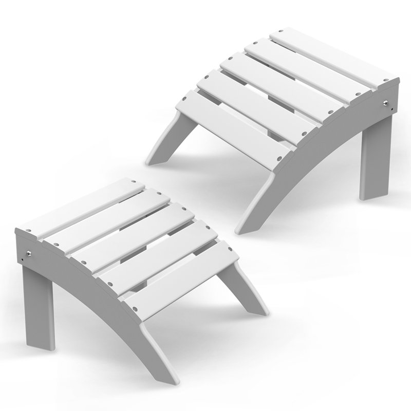 Adirondack Ottoman, HDPE Weather Resistant Adirondack Chair Footrest, White