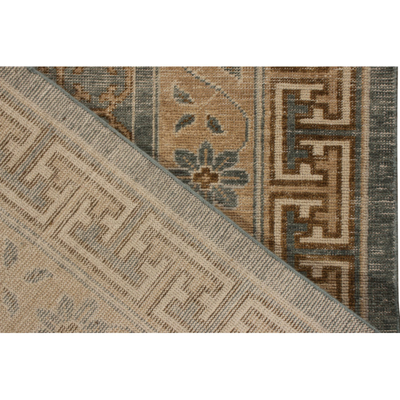 Distressed Homage Hand Knotted Wool Geometric Area Rug, Rectangle 8' x 10'