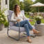 Fauteuil d'extérieur moderne avec cadre en aluminium avec coussin amovible résistant à l'eau pour la détente et la durabilité