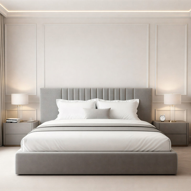 Upholstered Velvet Bed Frame, Double (145 x 208 cm), Steel