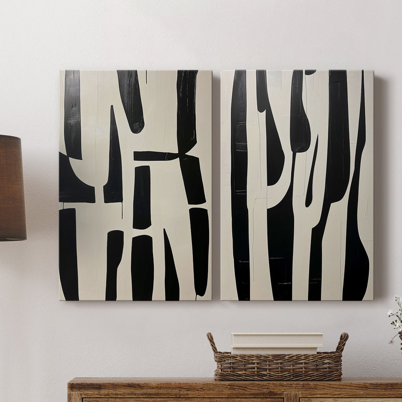 ABSTRACT Series DCXCII - Toile tendue avec châssis de qualité supérieure - Prêt à être accroché, H 27 po x l 36 po