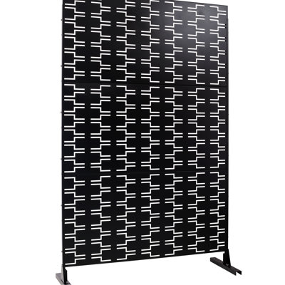 Metal Privacy Fence Panels 76" H48" W - Rustproof For Pool Areas Outdoor & Indoor Screen Black Stylish Spaces