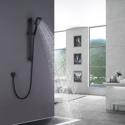 33.86” Solid Brass Multi Function Handheld Shower Head with Slide Bar