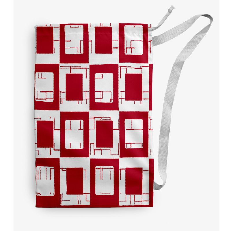 Fabric Laundry Bag with Handles, Small (29" H x 18" W), Red/White