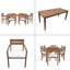 Table et chaises de salle à manger d'extérieur en bois d'acacia convenant au patio, au balcon ou à la cour arrière-981004416
