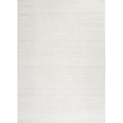 Abani Rugs Verona VER110A Modern Ivory Tone-on-Tone Wave Texture Minimalist Area Rug