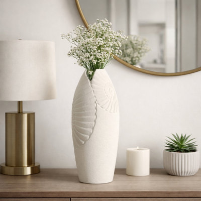 Vase de table en céramique Coastal avec décor Nautilus