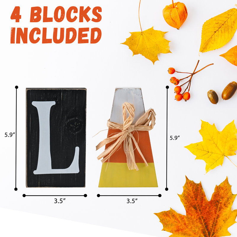 Ensemble de blocs de lettres en bois 4 pièces Sesena