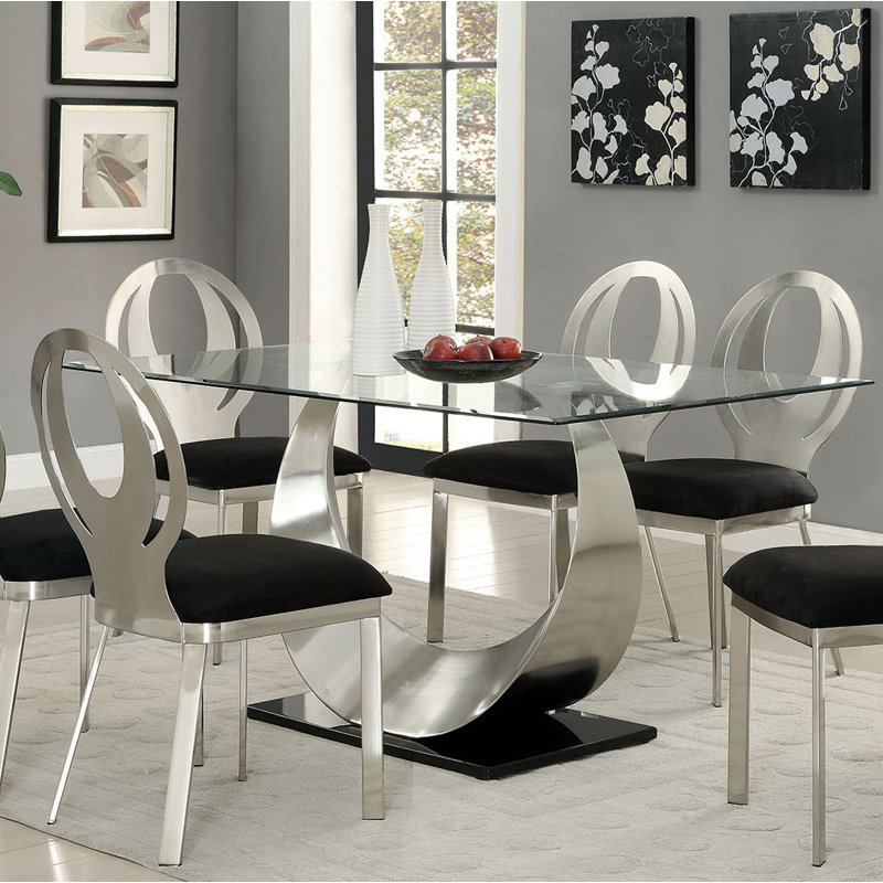 Melendy Rectangular Glass Top Dining Table