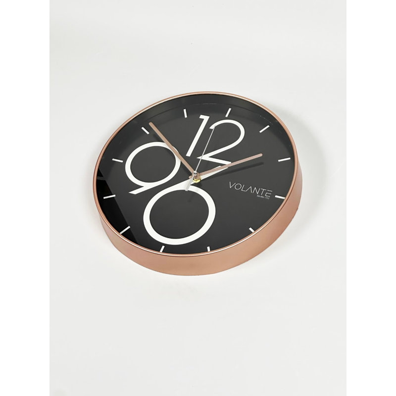 Bronze Decorative Wall Clock, 11.8 Inches Diameter | 100% Plastic Body, Real Glass Cover, Thickness: 1.8 Inches | Elegant Design for Home & Office Décor, Perfect for Living Room or Kitchen Wall Display