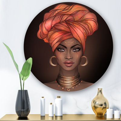 Afro-américaine avec Turban V - Art mural moderne en métal