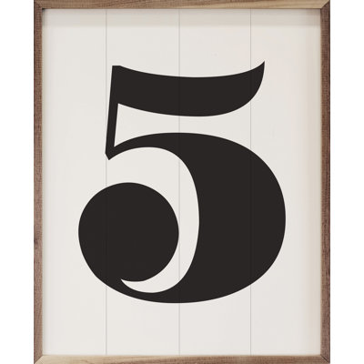 Classic Number Five blanc encadré sur bois