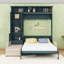 Grand lit escamotable avec canapé en L intégré et tablettes de rangement-1873470719