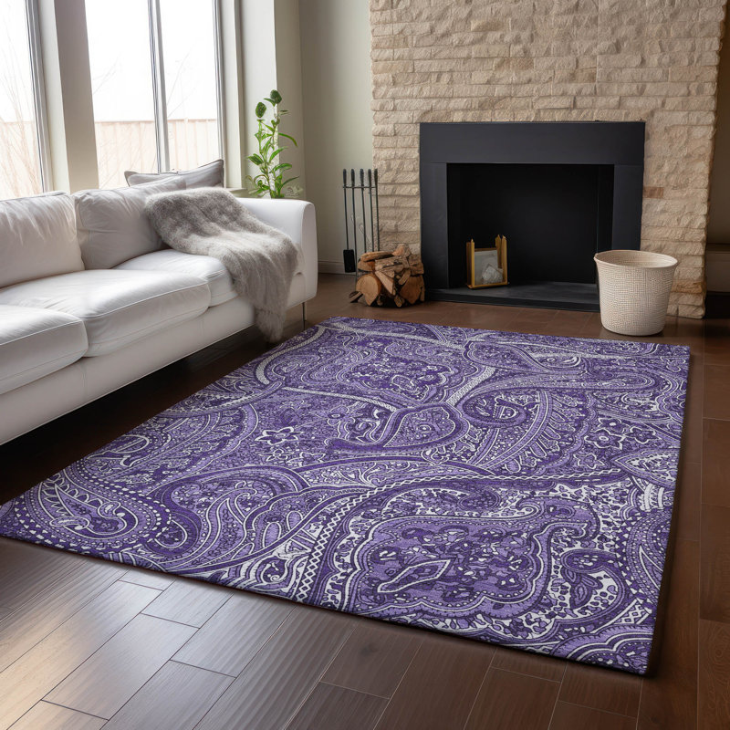 Premium Machine Washable Cerrito Purple Rug, Rectangle 3' x 5'