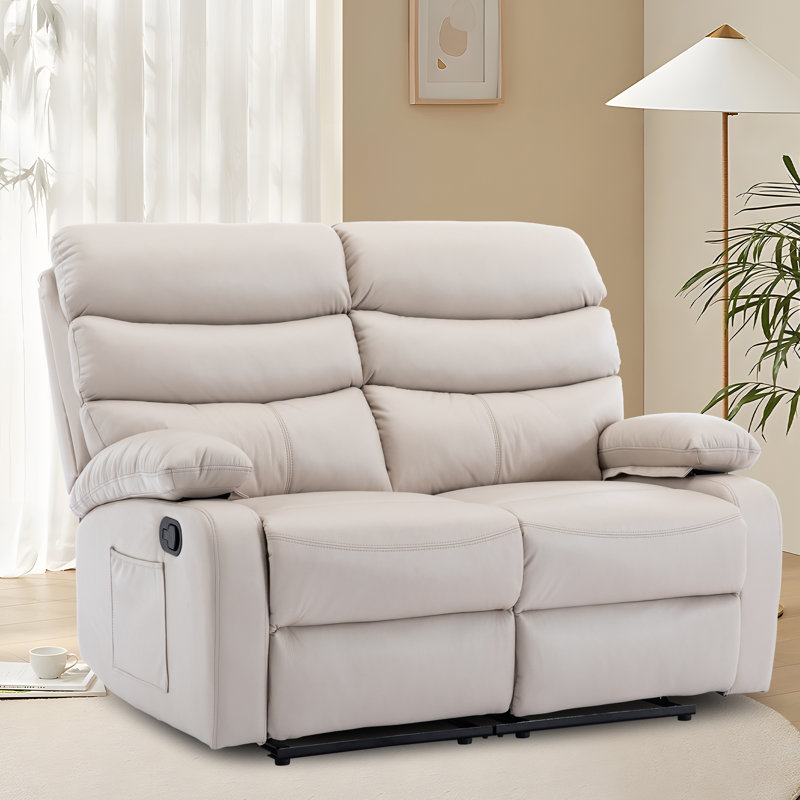 2 Seater Loveseat Recliner with Side Pockets,Fashion Classics Double Recliner with Soft backrest, cushion, and armrest for Small Space,Apartment,Office,Living Room(Dark Grey)