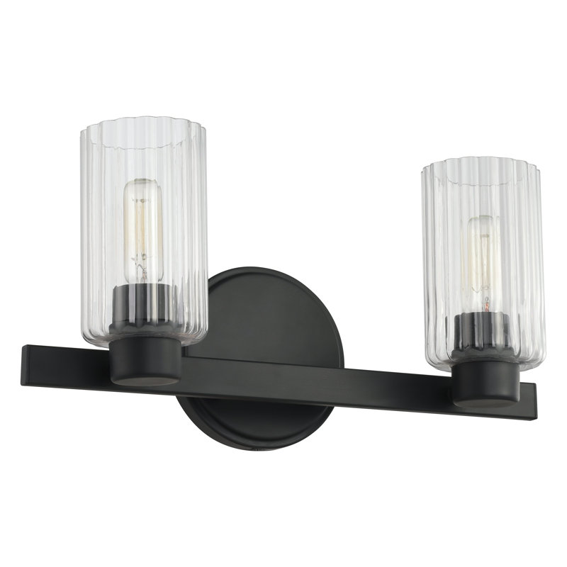 Éclairage pour meuble-lavabo noir mat 2 lumières Dungannon Azariah, Noir mat, H 7,25 po x l 14,5 po x P 5,75 po