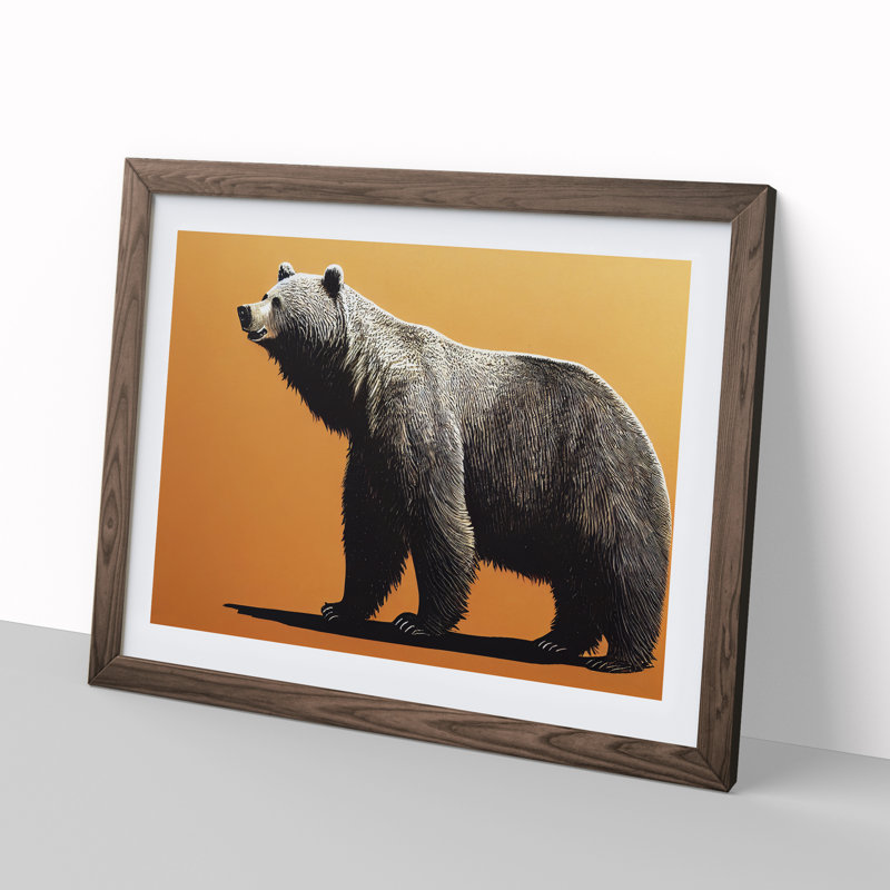 Expressive Bear - Single Picture Frame Print, 46cm H x 64cm W x 2cm D, Walnut Framed