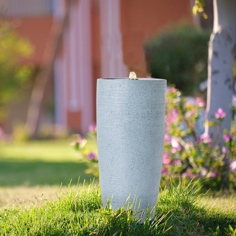20" Grey Resin Urn Outdoor Water Fountain With LED Lights