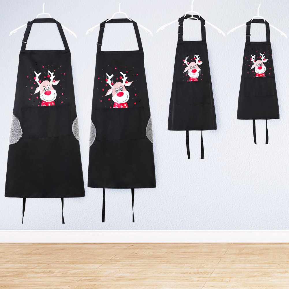 Hoem Santa Claus Elk Apron Christmas Gift Aprons for Women Cooking