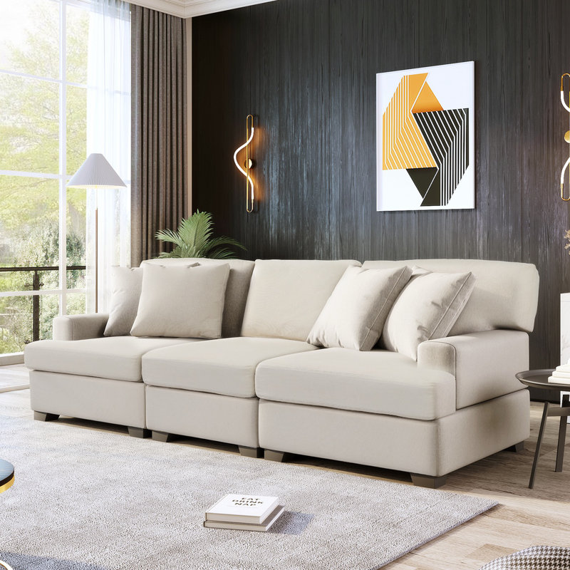 Canapé Lexia, Mélange de lin beige