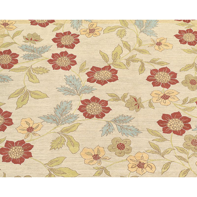 Chelsea Wool Floral Area Rug in Beige/Green, Rectangle 12' x 16'