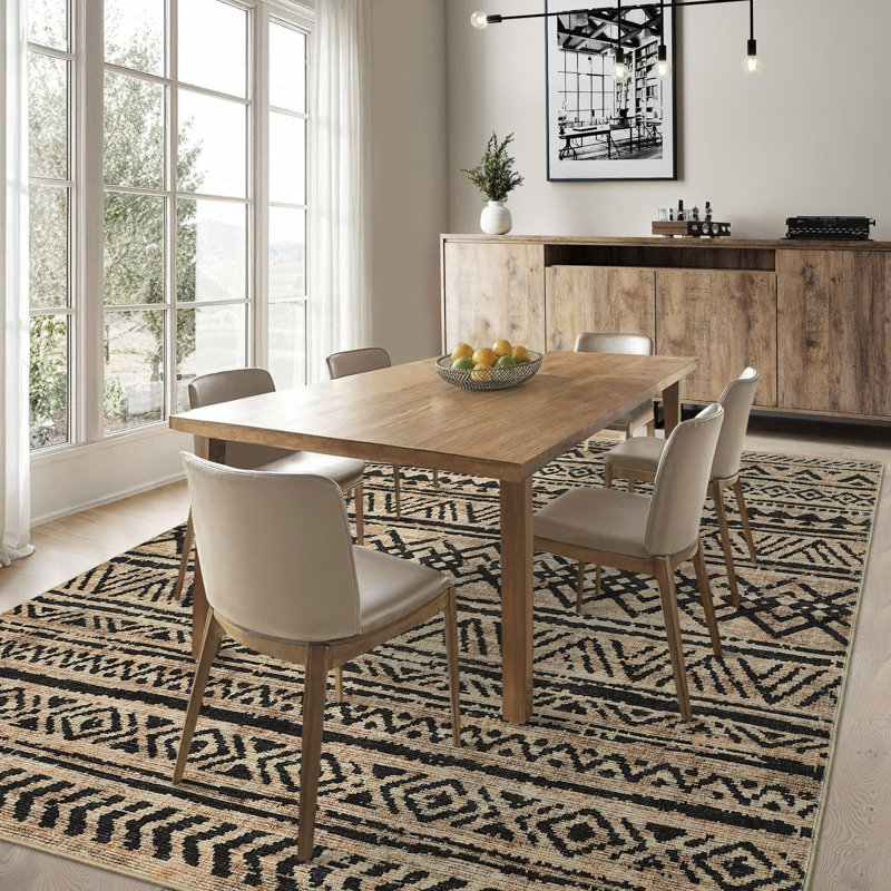 Tapis lavable à la machine Vintage avec envers antidérapant, Brown, 9 x 12 pi