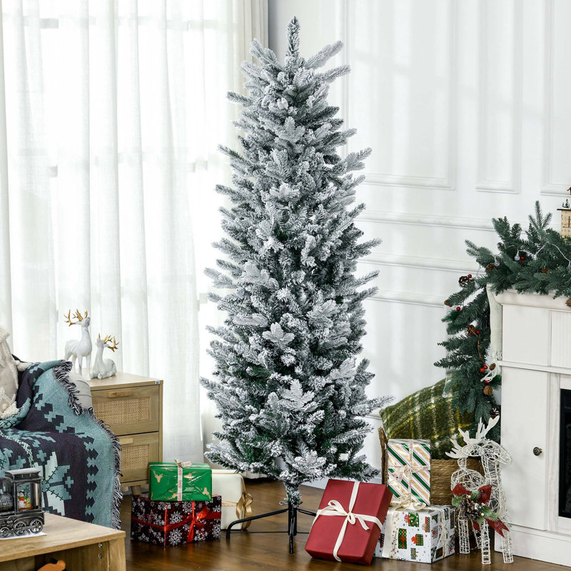 Arbre de Noël artificiel enneigé 6 pi avec base en acier