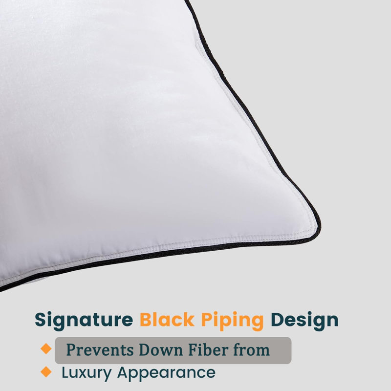 HYVIF Premium White Luxury Goose Down Pillow - Ultra-Soft, Hypoallergenic, Hotel Quality for Optimal Comfort and Support - 1 Pack, Standard Size (20" x 26")