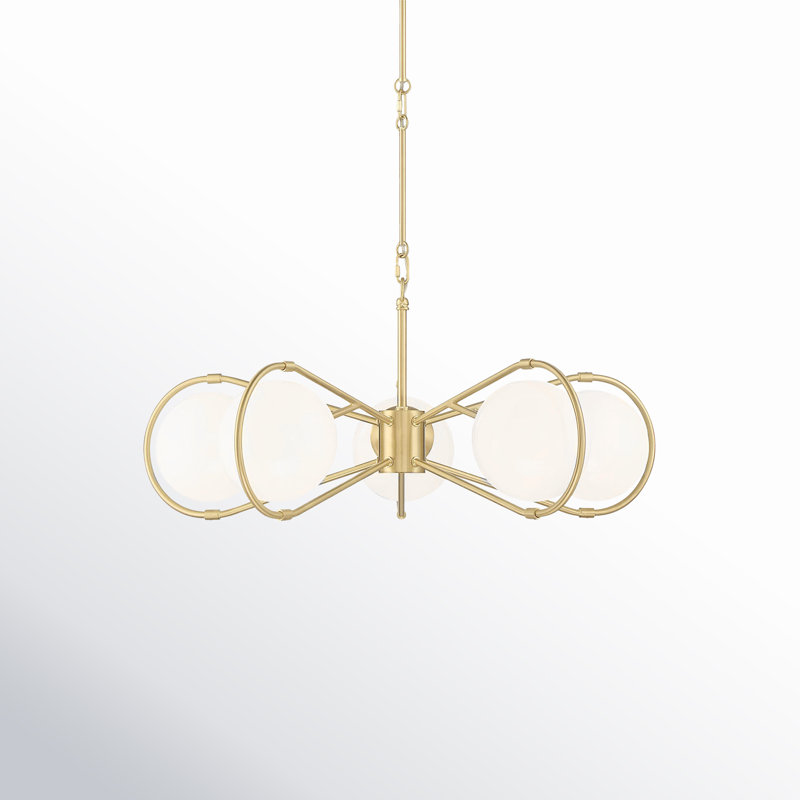 Starburst Brass Geometric Chandelier with Frosted Glass Shades