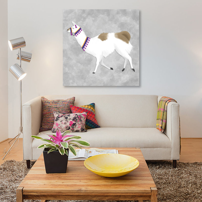 « jolie llama iv », impression sur toile tendue, H 48 po x l 48 po x P 1,5 po, Toile tendue, Pas de tapis