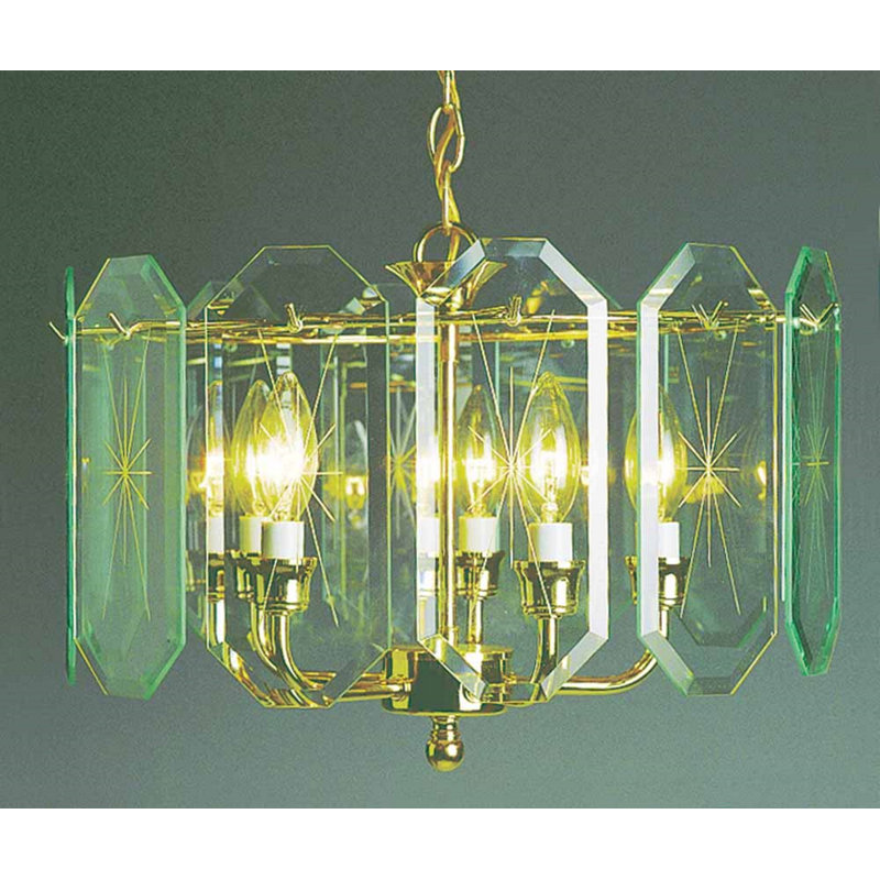 Elegant Polished Brass 5-Light Chandelier with Clear Glass Shades
