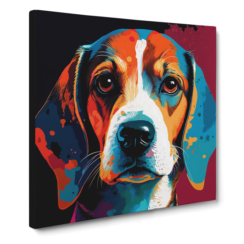 Beagle Pop Art - Wrapped Canvas - Framed Print, 35cm H x 35cm W x 3cm D