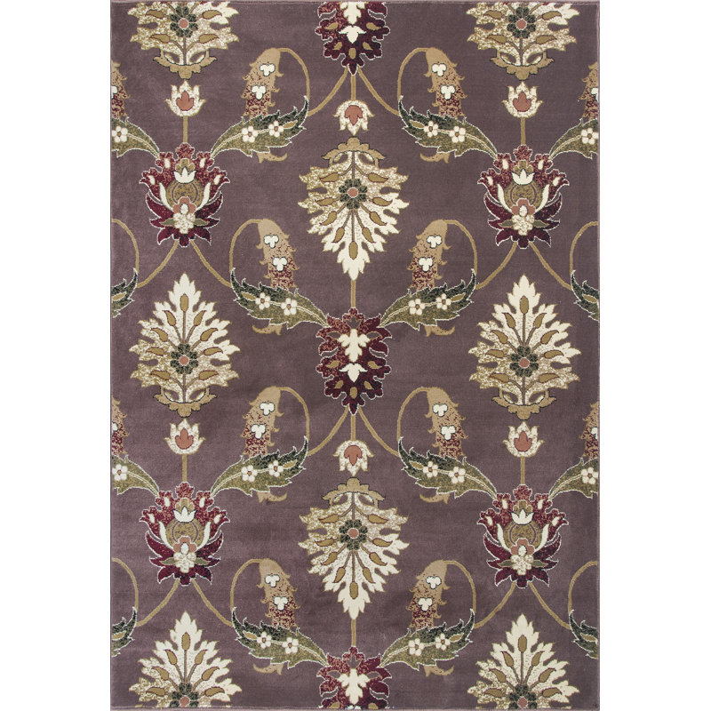 Tapis floral prune / beige / vert Satsuma, Rectangle 1 pi 8 po x 2 pi 7 po