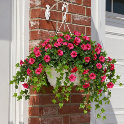 4 Pack Artificial Morning Glory Hanging Plants, Faux Trailing Flowers with Green Ivy Leaves, Fake Hanging Plant for Window, Porch, Patio & Indoor Wall Decor