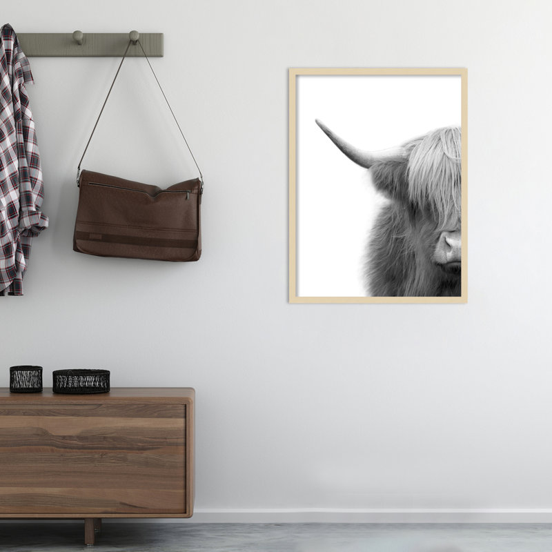«Hey Dude Highland Cow Crop» par The Creative Bunch Studio - reproduction de cadre photo, Cadre noir, H 25 po x l 19 po