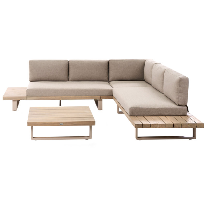 Garden Corner Sofa with Table 5 Seater MYKONOS Right Hand Certified Acacia Wood Taupe