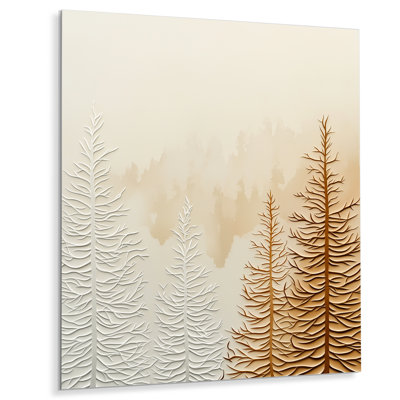 Mist Over The Pines Autumn Forest III - Landscapes Metal Decor, Forest Metal Print