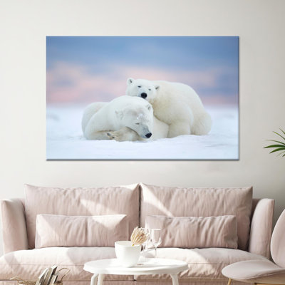 Toile imprimée: Élégant art mural en verre avec ours polaire, décor d'ours endormis, 1P