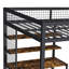 Lit mezzanine double avec bureau, garde-robe et escalier - structure en métal lourd, support de rangement, tablettes et station de charge