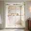 Porte de douche coulissante double sans cadre de 60 pouces avec verre trempé-134784013