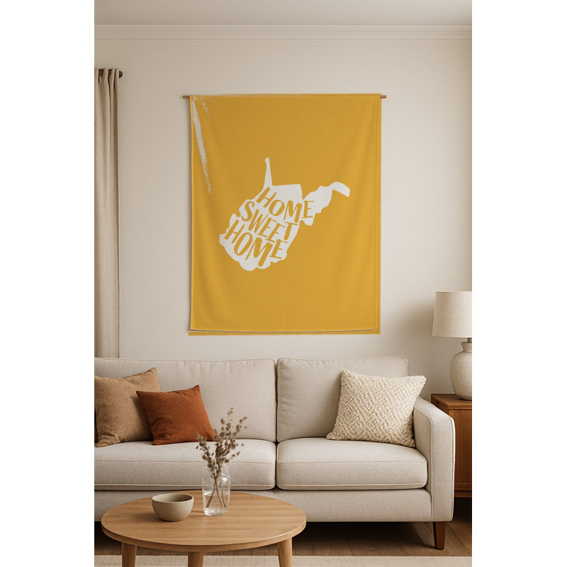 DOUX FOYER — Silhouette de l'État de Virginie-Occidentale — Tapisserie murale tissée de style portrait, H 70 po x l 50 po