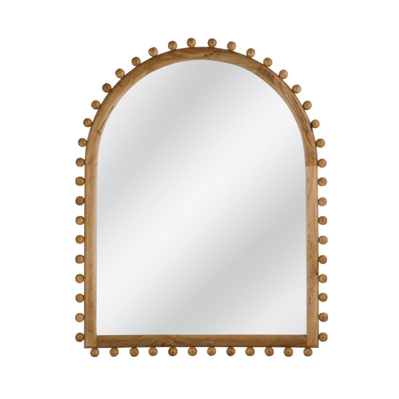 Miroir mural Tioga - Cadre en bois naturel avec détails bohème