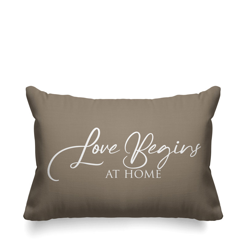 Housse et insert de coussin rectangulaire extérieur Aspire Love Begins at Home, Beige