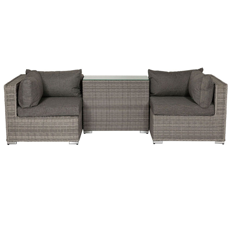 Finch 2 Seater Rattan Sofa Set, Grey