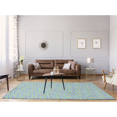 Tapis moyen bleu marine/brun clair/brun moyen trapézoïdals