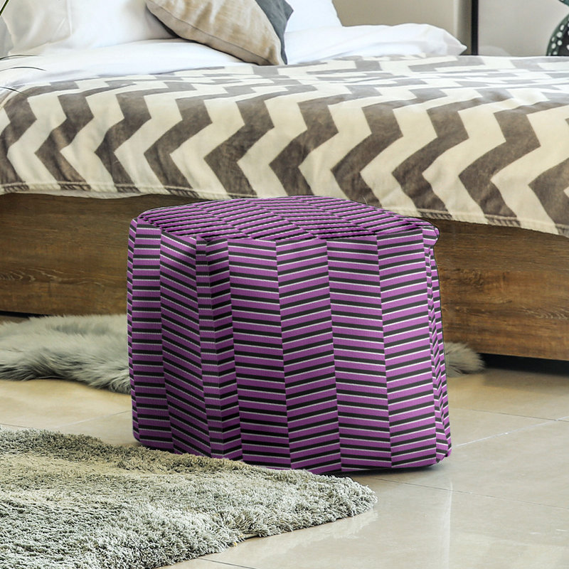 Repose-pieds cubes à rayures de couleur brisée, Violet
